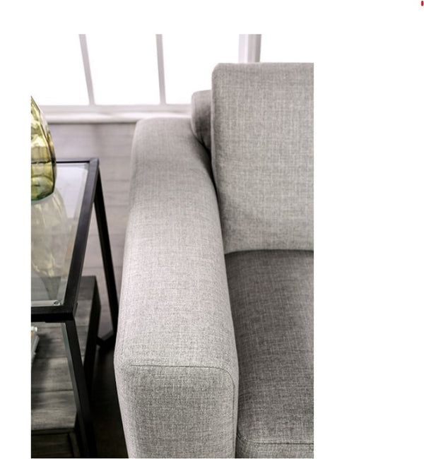 Vinny Contemporary Style Chenille Fabric Gray Sofa Arm Style