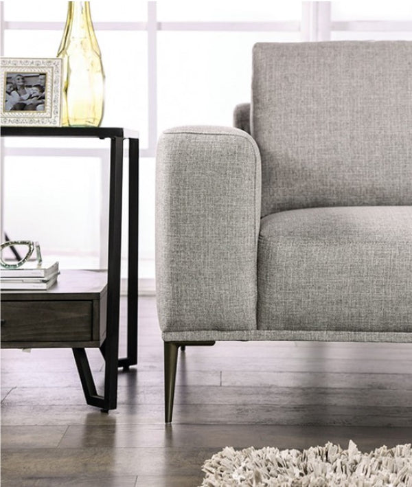 Vinny Contemporary Style Chenille Fabric Gray Sofa Arm