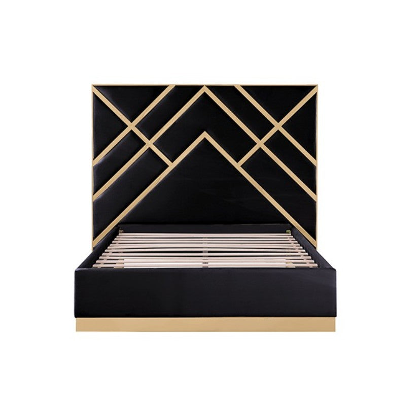 Violla Gold Black Glam Upholstered Bed