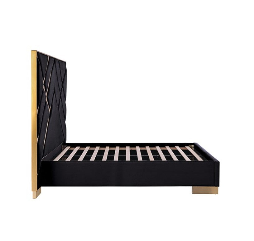 Violla Gold Black Glam Upholstered Bed