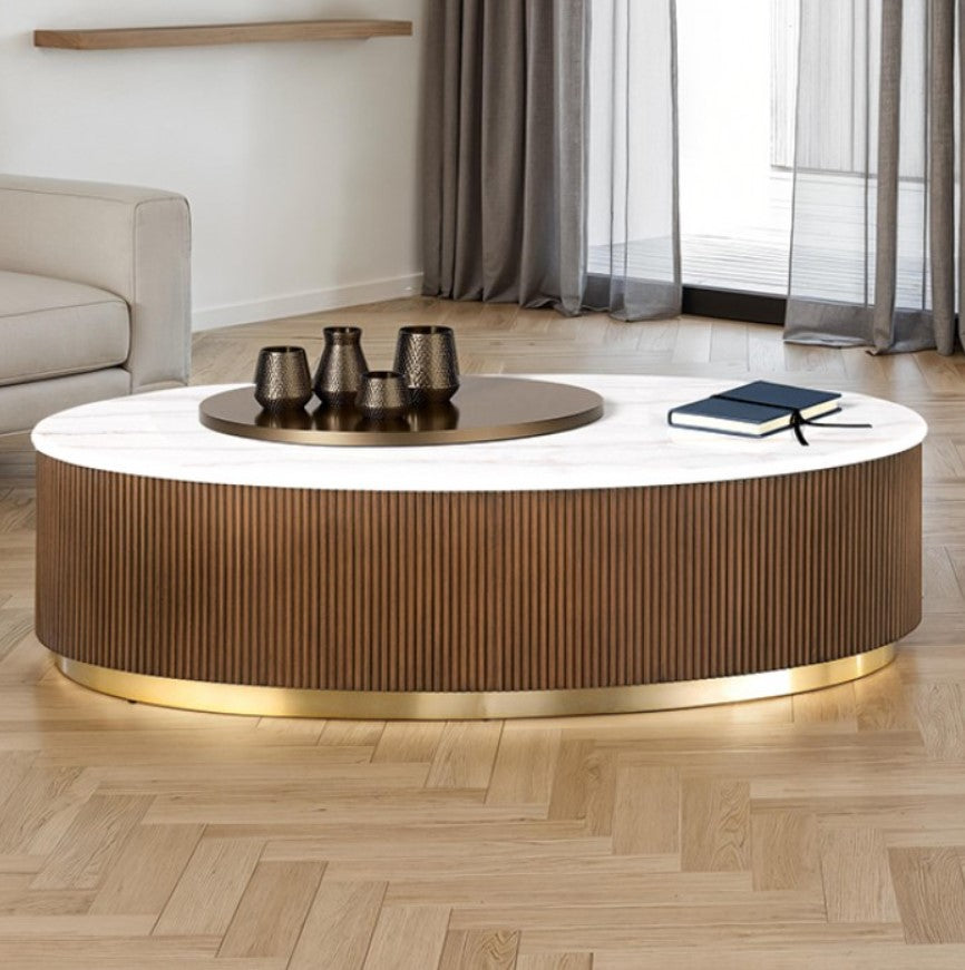 Virnan Oval Coffee Table Brown White