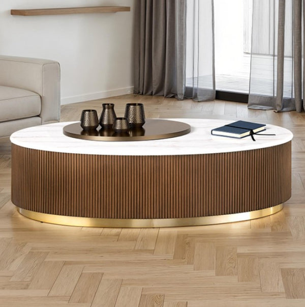 Virnan Oval Coffee Table Brown White