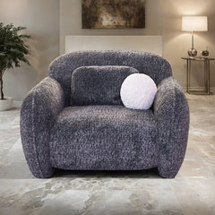 Vitally Chenille Fabric Curved Arm Chair – Gray