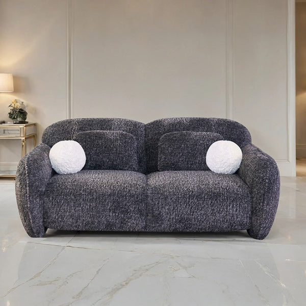 Vitally Chenille Fabric Curved Arm Loveseat – Gray
