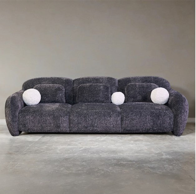 Vitally Chenille Fabric Curved Arm Sofa – Gray