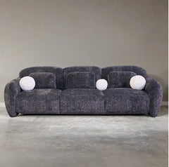 Vitally Chenille Fabric Curved Arm Sofa – Gray