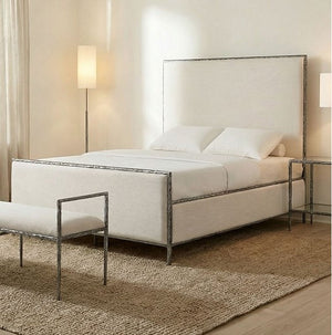 Vladi Contemporary Style Fully Upholstered Bed Silver