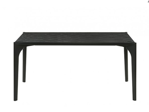 Waldo Transitional Style Black Dining Table Light gray console table on a white background