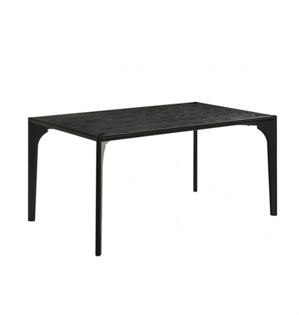 Waldo Transitional Style Black Dining Table Black metal dining table on a white background
