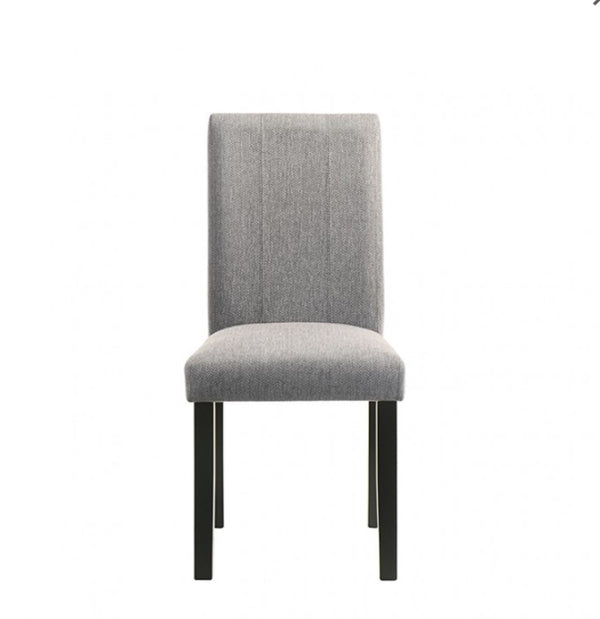 Waldo Transitional Style Black Gray Dining Chair Gray upholstered chair with black legs on a white background