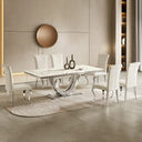 #White & Silver   William White Silver Modern Marble Top Dining Table